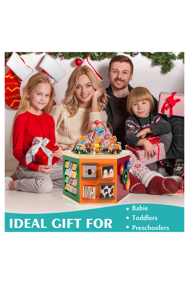 Large Activity Cube, 9-in-1 Farm-Themed Wooden Play Center