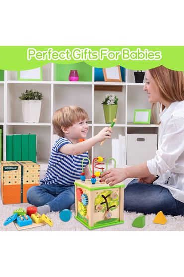 Wooden 7-in-1 Activity Cube| Montessori Toys for 1 2 3 Year Old Toddlers