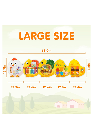 Chick Squad Activity Wall Busy Board Panels | 11-in-1 Wooden Sensory Wall Panel for Kids