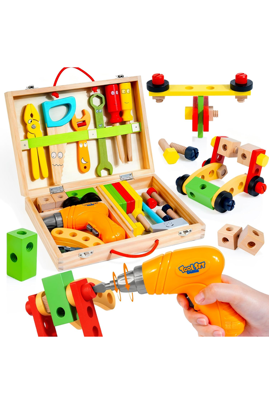 Kids Tool Set with Electric Drill & DIY Stickers, Toddler Tool Set for Kids Ages 3-5 Year Old Boys Girls