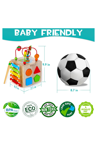 Wooden Activity Cube, 8-in-1 Montessori Baby Toys for 1+ Year Old Boys & Girls