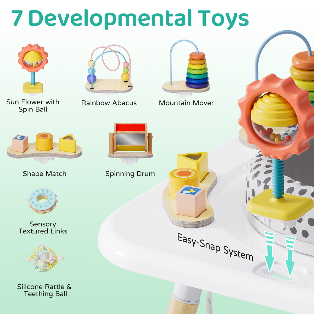 Baby Activity Center, Montessori Play Table with 7 Interactive Toys