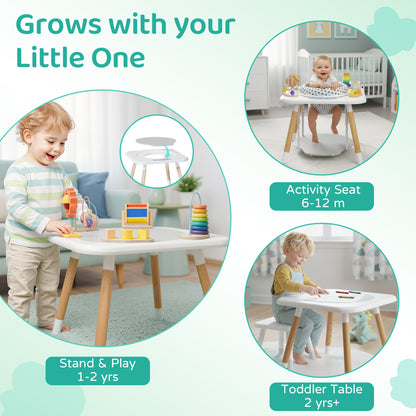 Baby Activity Center, Montessori Play Table with 7 Interactive Toys
