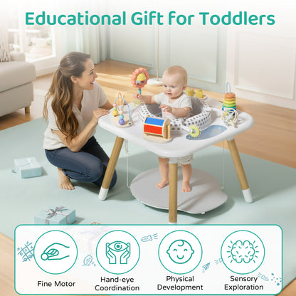 Baby Activity Center, Montessori Play Table with 7 Interactive Toys