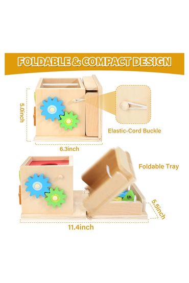 Wooden Montessori Baby Toys, 8-in-1 Wooden Play Kit Includes Object Permanent Box, Coin Box, Carrot Harvest, Shape Sorting & Stacking