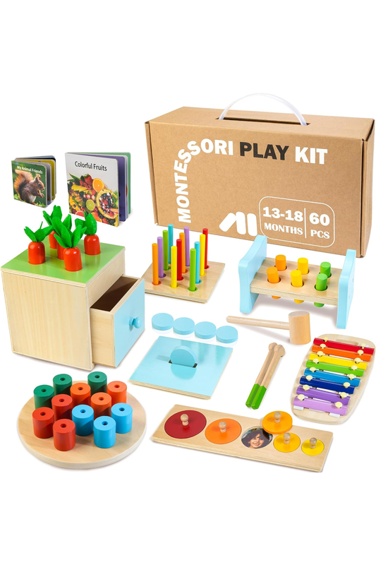 Wooden Montessori Toys for 1+ Year Old, 9 in 1 Learning Educational Toys for Toddler