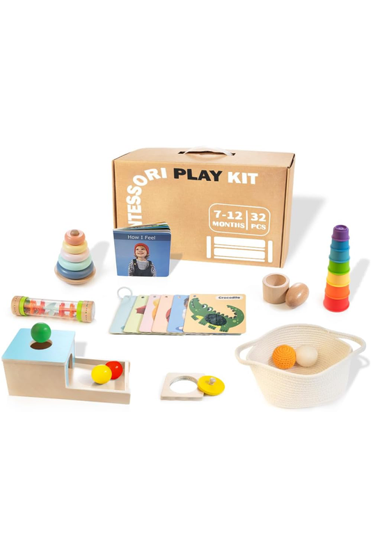 Montessori Toys for Babies 6-12 Months, 9 in 1 Educational Wooden Toys Set