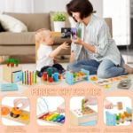 Picture of WOODMAM Wooden Montessori Toys for 1+ Year Old, 9 in 1 Learning Educational Toys for Toddler with Educational Box, Xylophone, Pound Bench, Shape Puzzle and More, Baby Toy Gift for 12-18 Months