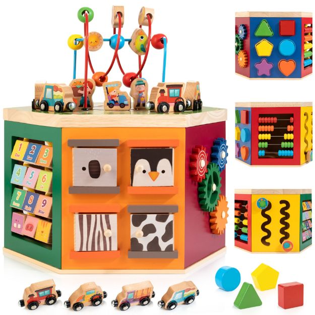 Large Wooden Activity Cube Play Center